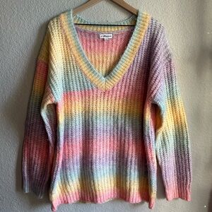 💖Boutique Rainbow Colorful Knit V-Neck Sweater